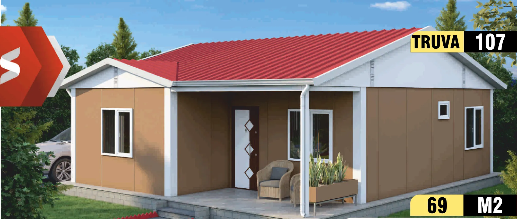 107 - 69m² Tek Katlı Prefabrik Ev