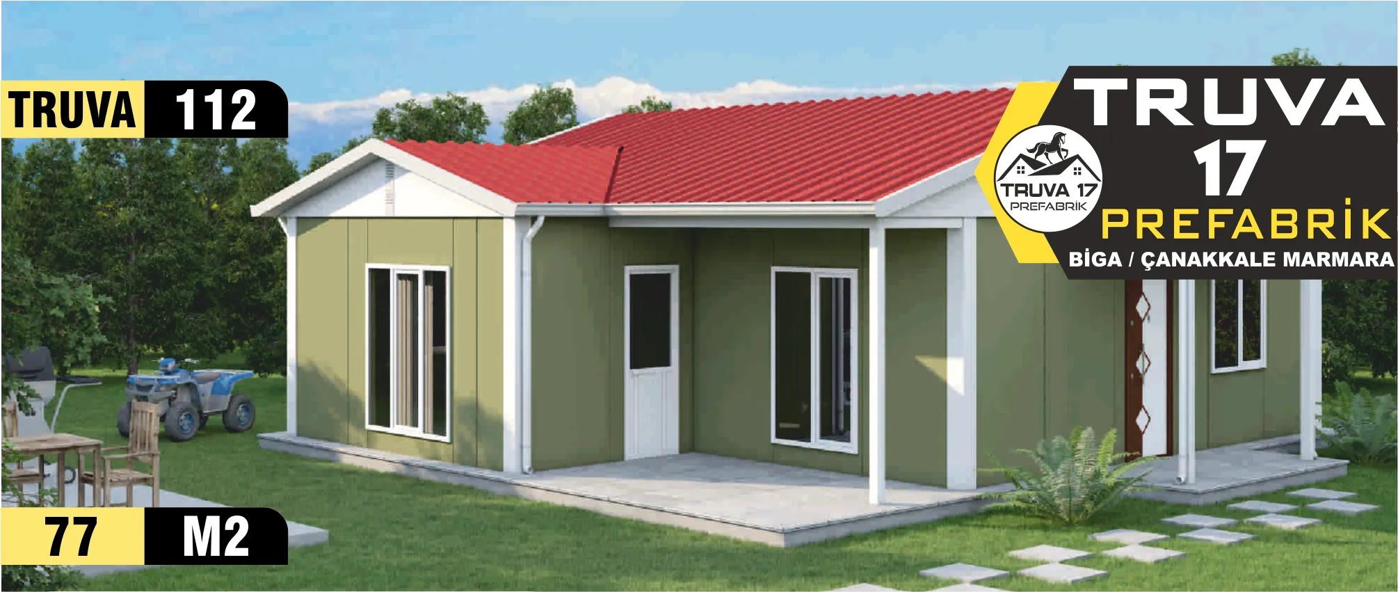 112 - 77m² Tek Katlı Prefabrik Ev