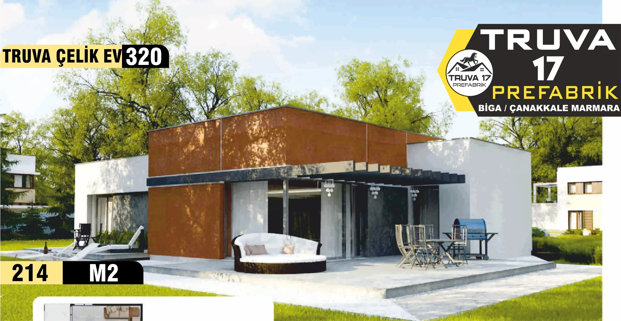 320 - 219m² Tek Katlı Çelik Ev